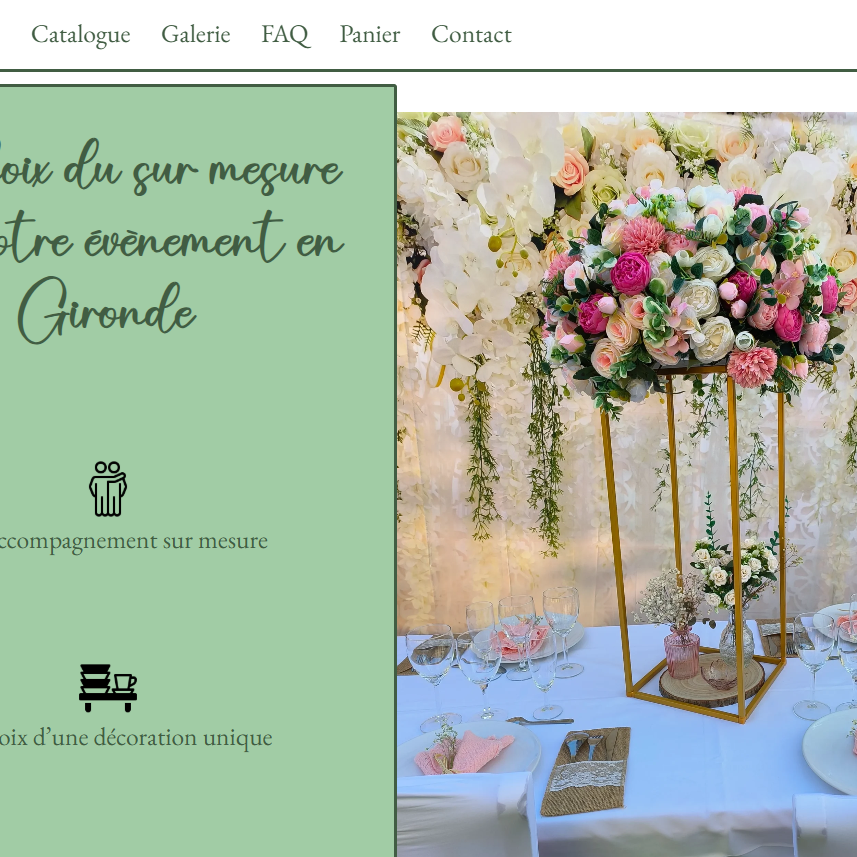 Site location matériel mariage en Gironde créé par Hekat développement web