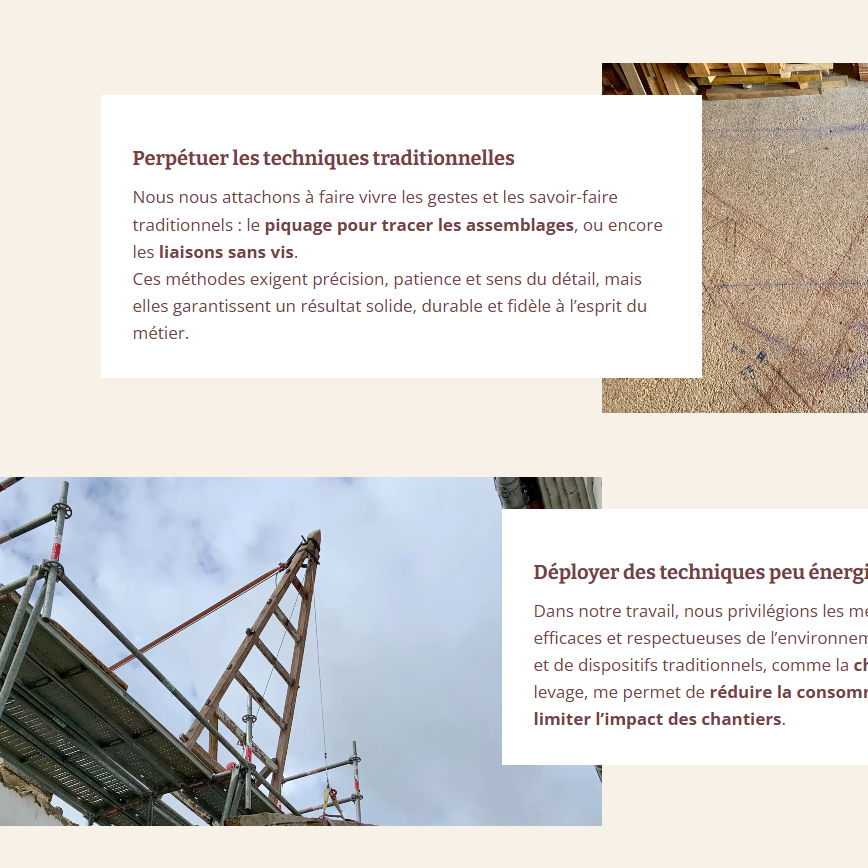 Site charpentier en Gironde créé par Hekat Développement web